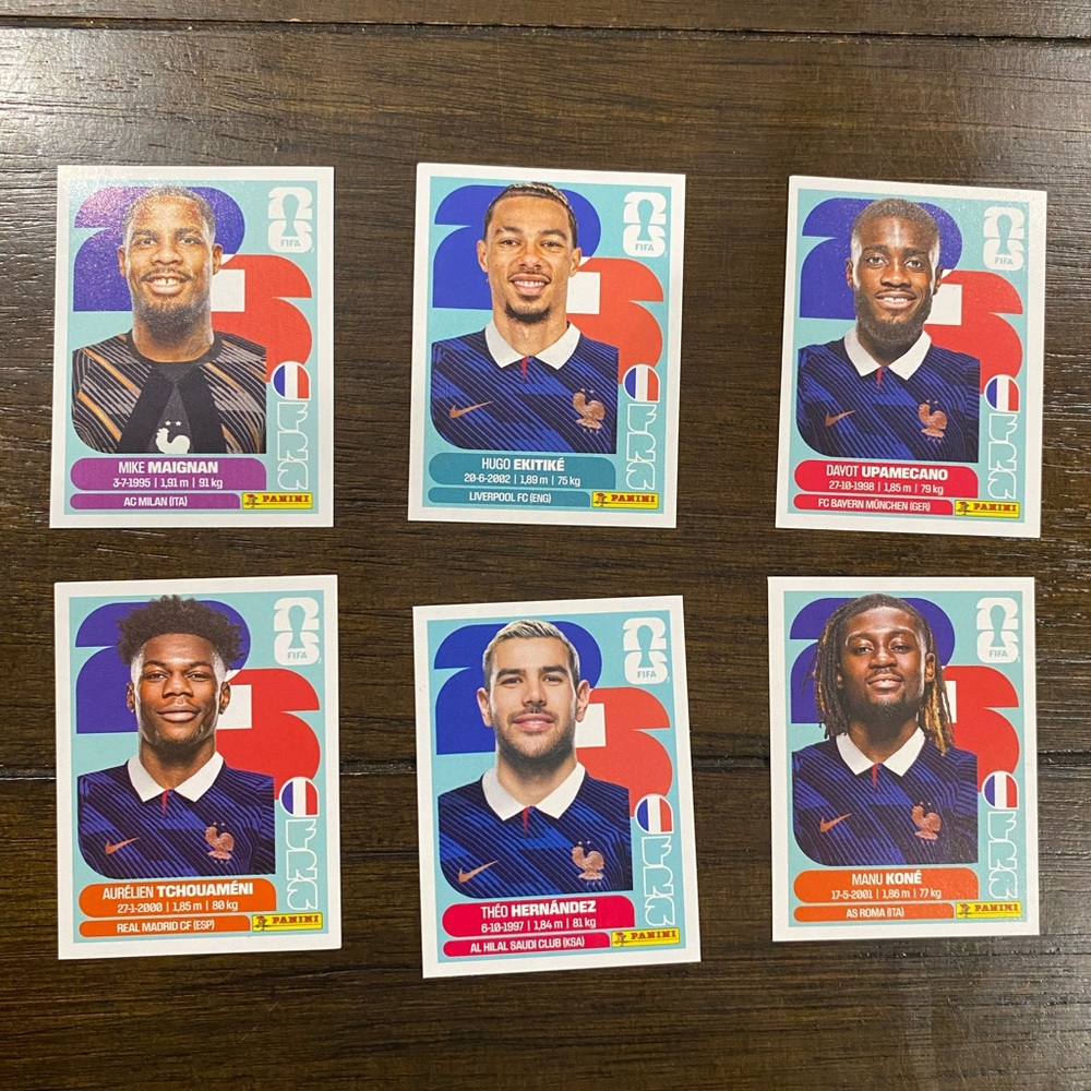 6 France players panini stickers